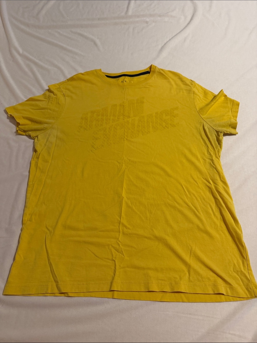 Armani Exchange Men's Bright Yellow Logo Crew Tee